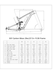 DCB F130 Trek Fuel Style Carbon Full Suspension Frame 29er or 27.5+ - DIY Carbon Bikes
